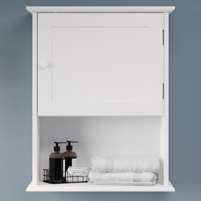 Armoire de rangement murale - Organisateur de cuisine, de garde-manger, de salle de lavage ou de salle de bain avec tablette ouverte - Mobilier de rangement de salle de bain par Lavish Home (Blanc)
