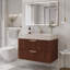Meuble-lavabo flottant moderne avec plateau en pierre frittée sans soudure et lavabo en céramique, 2 tiroirs-1180355839