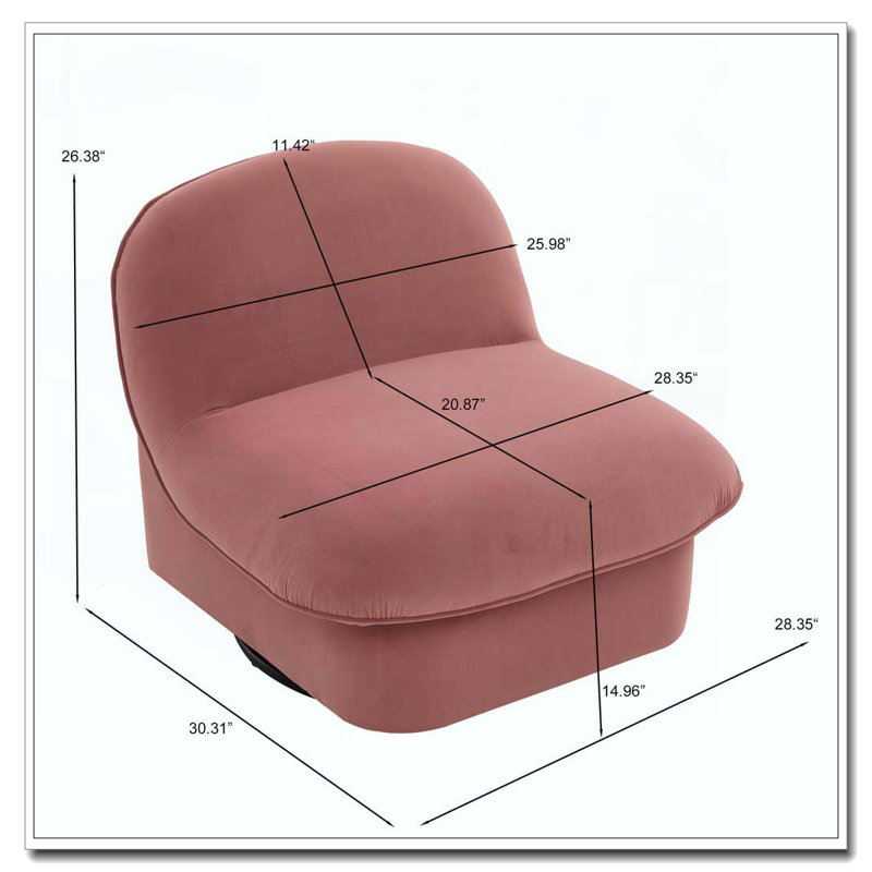 Fauteuil d'appoint pivotant en velours, Corail