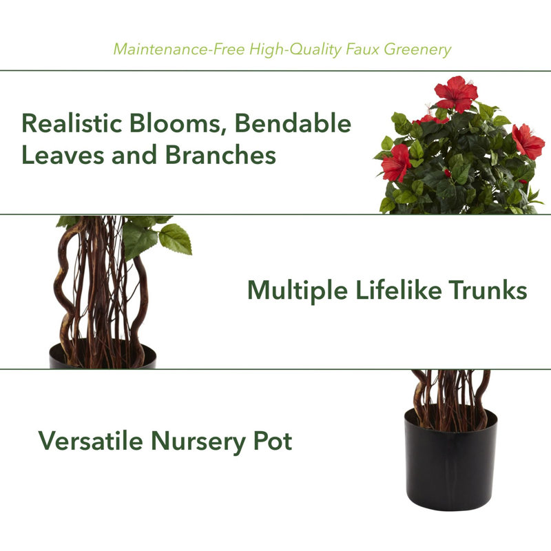 48'' Faux Hibiscus Tree in Pot