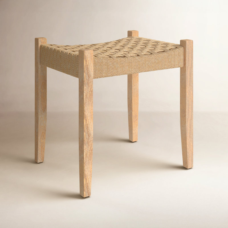 Garner Woven Jute Accent Stool, Natural
