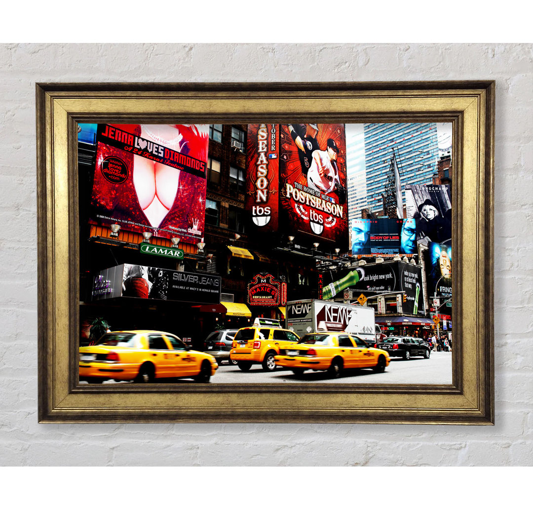 New York Yellow Cabs On Broadway By Day - Einzelne Bilderrahmen Kunstdrucke