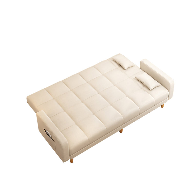 Canapé-lit modulaire en similicuir blanc crème avec rangement, H 32,68 po x l 86,61 po x P 23,62 po