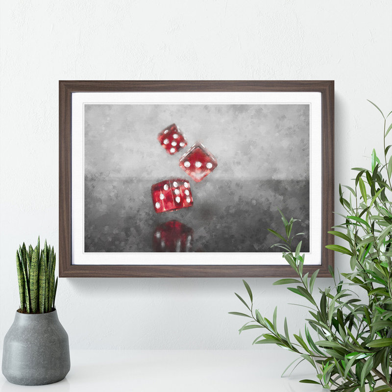 Rolling the Dice - Picture Frame Painting, 36cm H x 48cm W x 2cm D, Walnut Framed