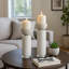 Porte-bougie cylindrique moderne pour décor de table - Porte-bougie décoratif pour entrée ou salon - ensemble de 2, 13 po, 11 po, blanc
