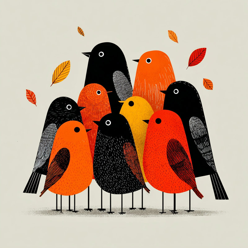 Chœur des feuilles d'or - vol d'oiseau saisonnier