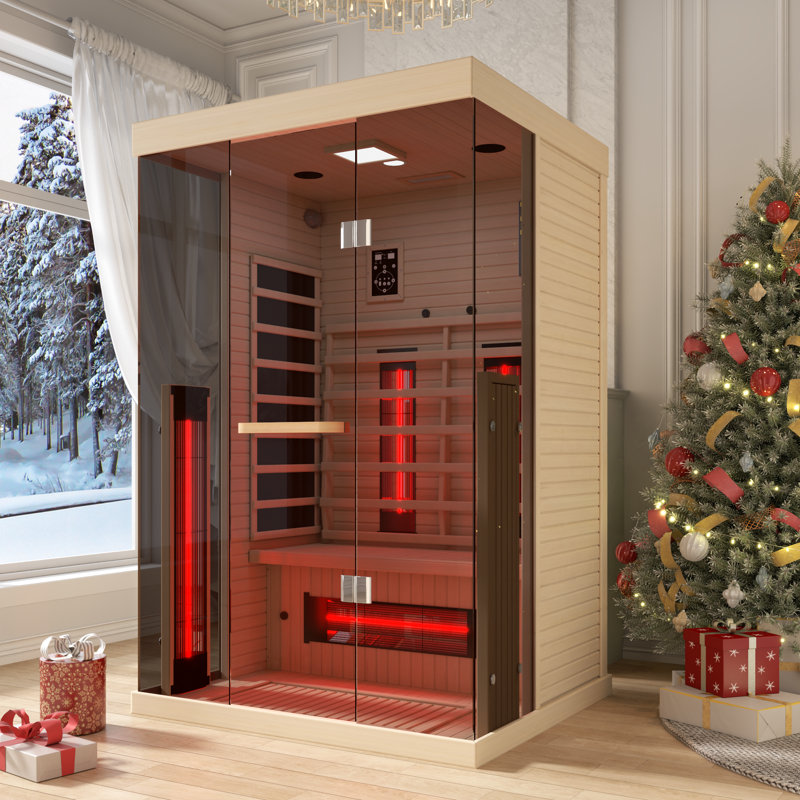 Erommy 2 - Person Indoor Bluetooth Compatible FAR Infrared Sauna in Hemlock