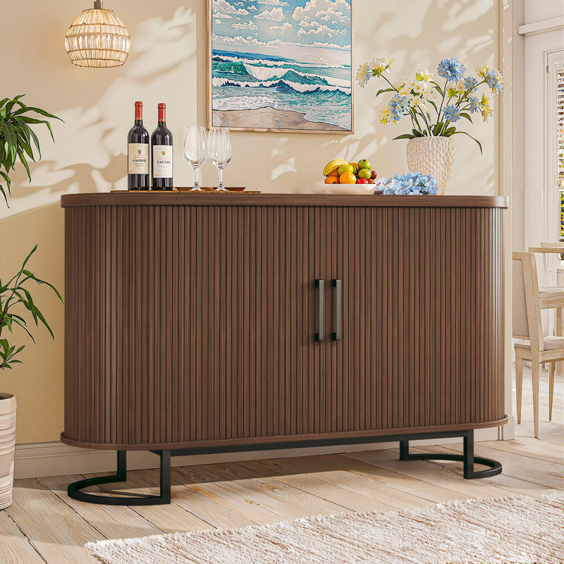 Buffet de 54 po avec tablettes réglables, H 30,3 po x l 54,3 po x P 15,7 po, Marron foncé