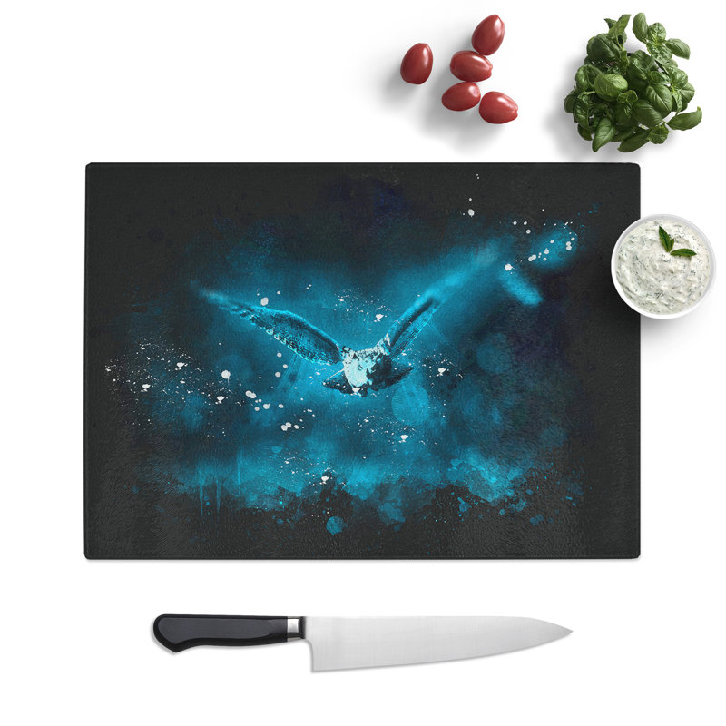 Owl in Flight Paint Splash Chopping Board, 0.4cm H x 28.5cm W x 39cm L