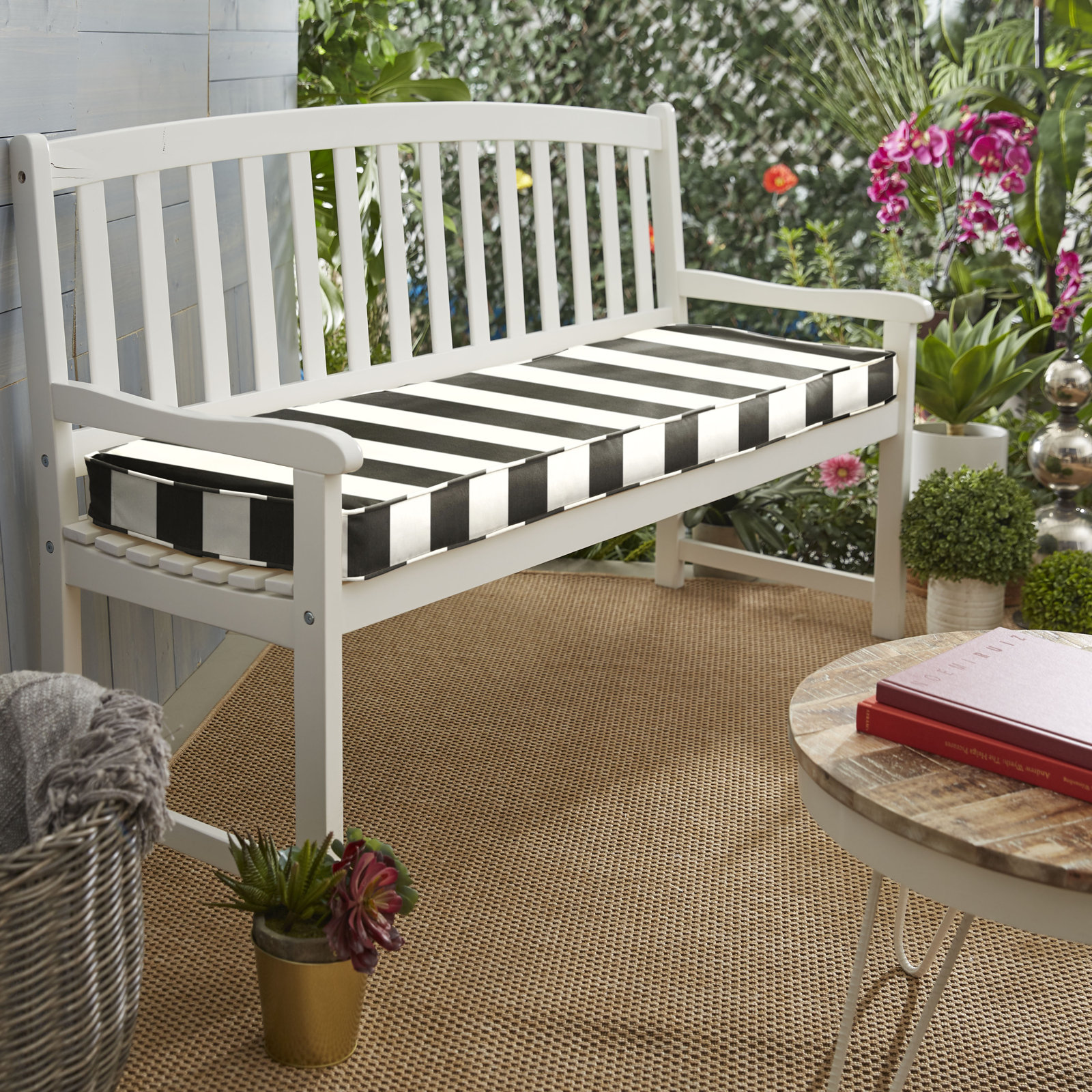 Jeb Striped Outdoor Bench Cushion