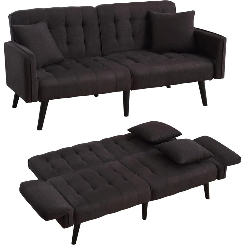 Petit canapé-lit moderne Mid-Century, Noir