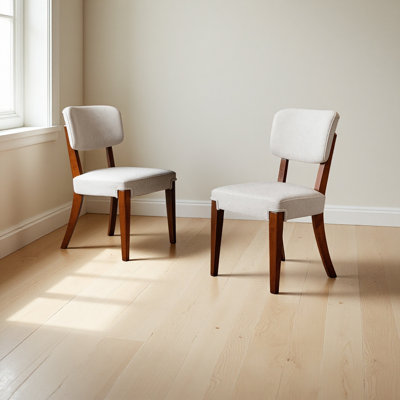 Modern Armless Dining Chairs Set of 2, Beige, Contemporary Side Chairs with Wood Legs - Versatile Accent Chairs for Dining Room, Kitchen, or Living Ro