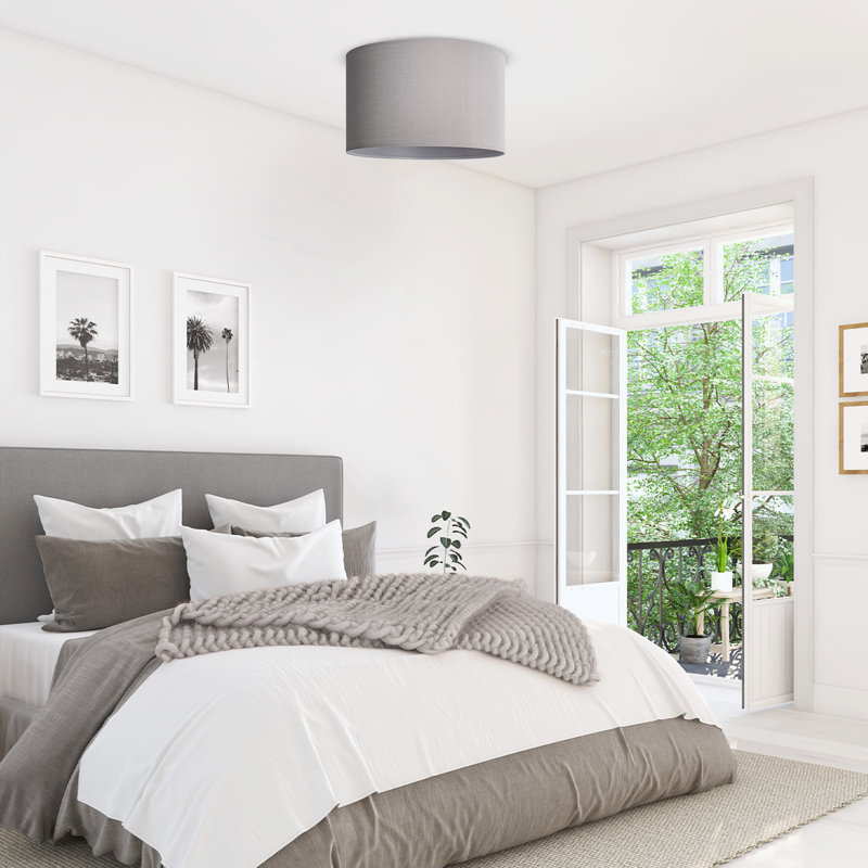 McLellen Fabric Flush Ceiling Light, Grey