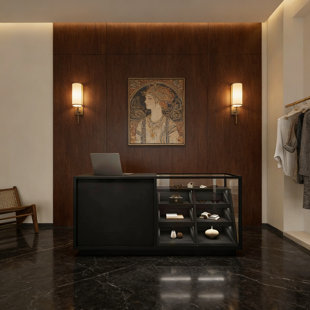 Modern Black Wooden Rectangle Display Case