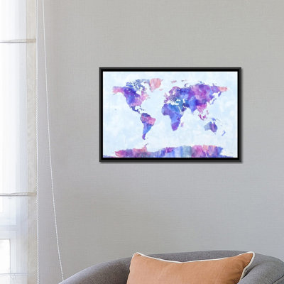 «Map of The World Paint Splash V» par Michael Tompsett, impression sur toile