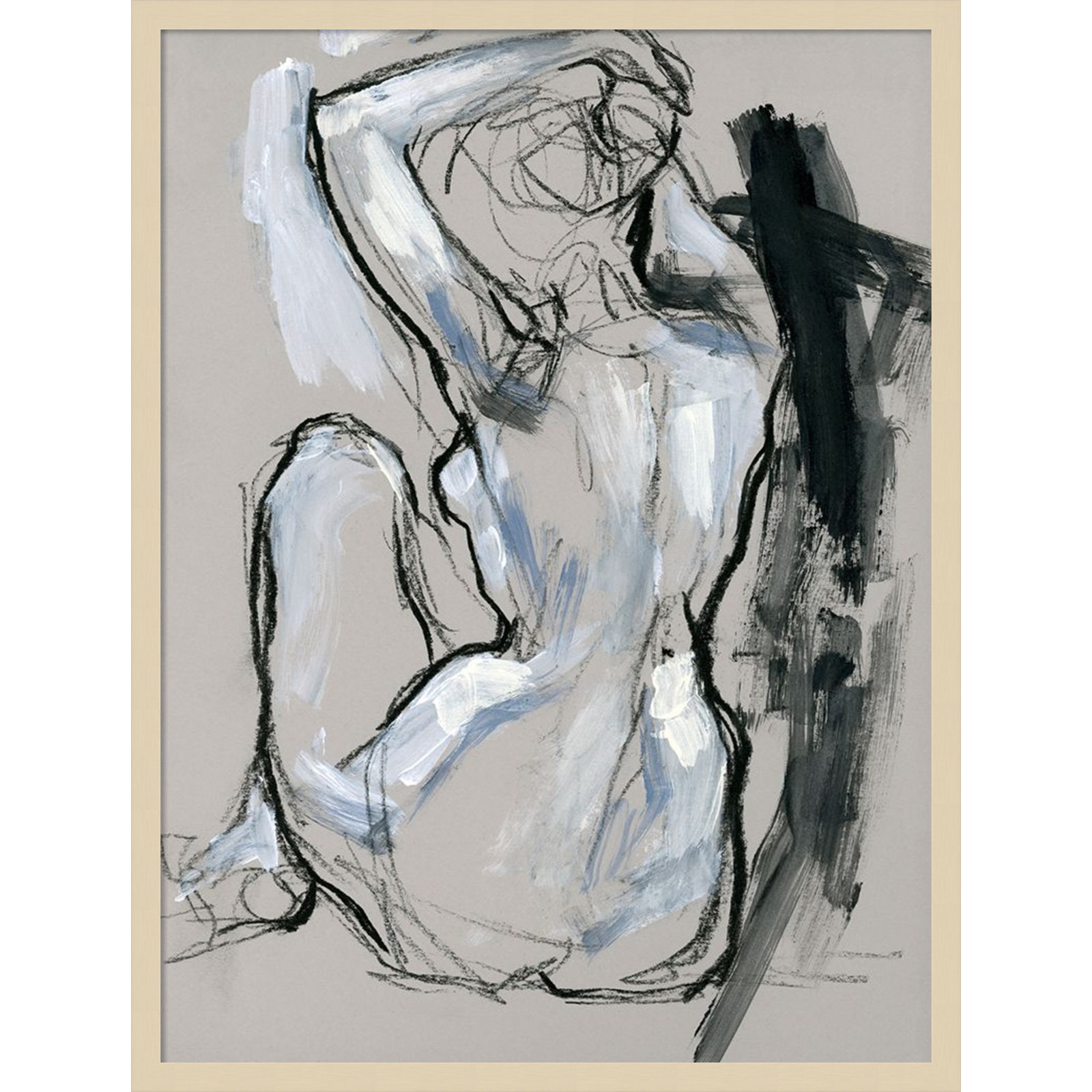 Onyx Gestures I by Wood Framed Wall Art Print, Brown, 33" H x 25" W