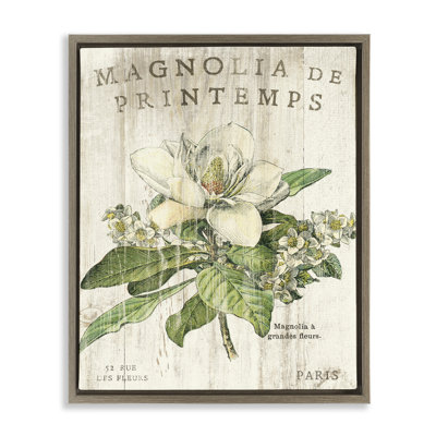 «French Magnolias in Spring Brown Grain», art mural sur toile flottante par Sue Schlabach