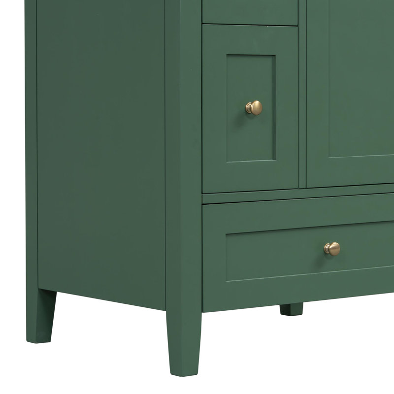 Meuble-lavabo 24 po avec lavabo en céramique, Vert foncé, Doré