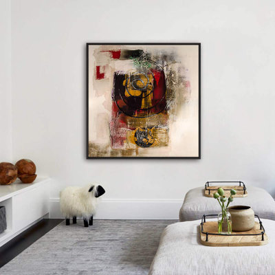 Rouge et jaune, effet de texture, reproduction d'art sur toile, décoration d'art moderne multicolore H23
