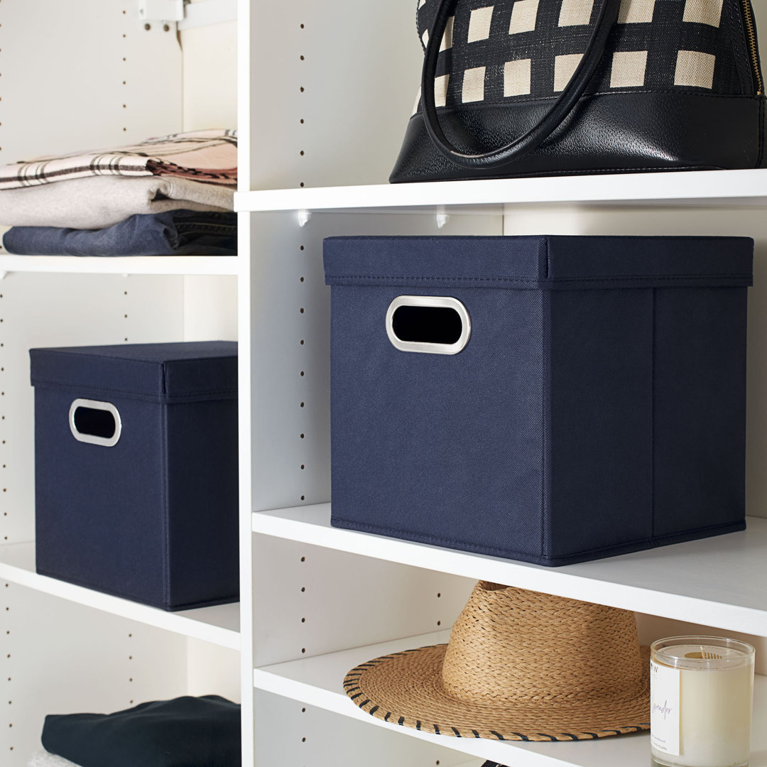 Storage Boxes with Lids, with Durable Grommet Handles, PP Non-Woven Fabric with Strong Chipboard Siding, Foldable and Stackable, Easily Accessible, Versatile (Set of 2) Latitude Run® 