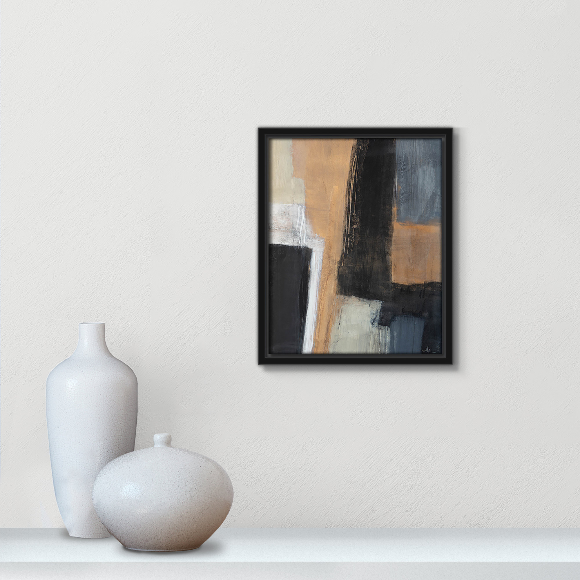 Karl Metallic Slate I Framed On Canvas Print, Black, 11.5" H x 9.5" W x 2" D