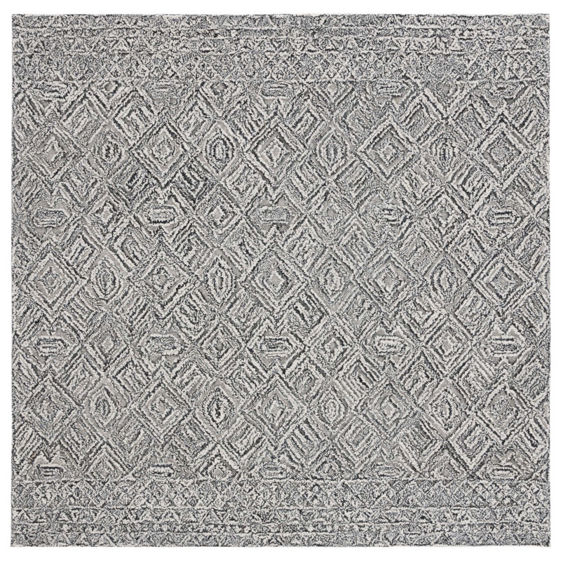 Tapis géométrique en laine / coton touffeté à la main Ginessa, Carré 6 pi
