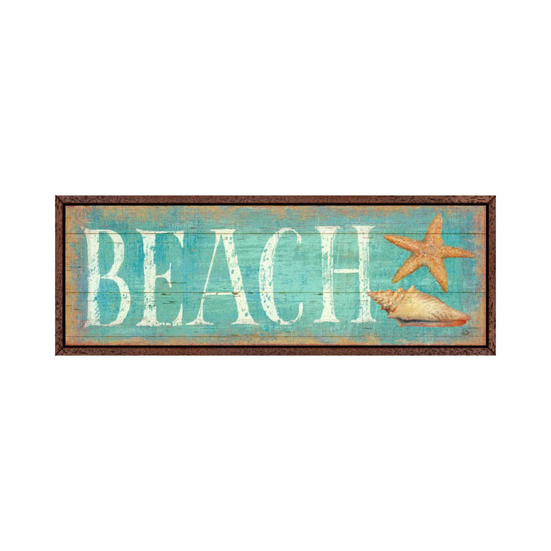 Pastel Beach by Daphne Brissonnet - Panoramic Print on Canvas, 30.48 cm H x 91.44 cm W, Classic Brown Wood Framed