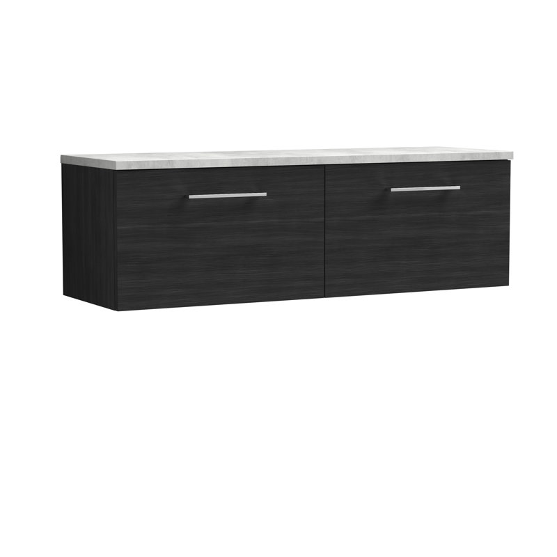 Arno 47.44cm Double Bathroom Vanity Base Only, Charcoal Black Woodgrain