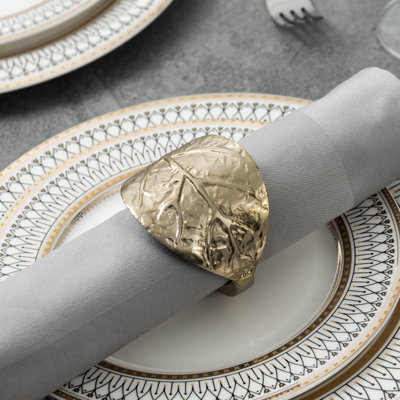 Metal Leaf Napkin Ring (Set Of 6)