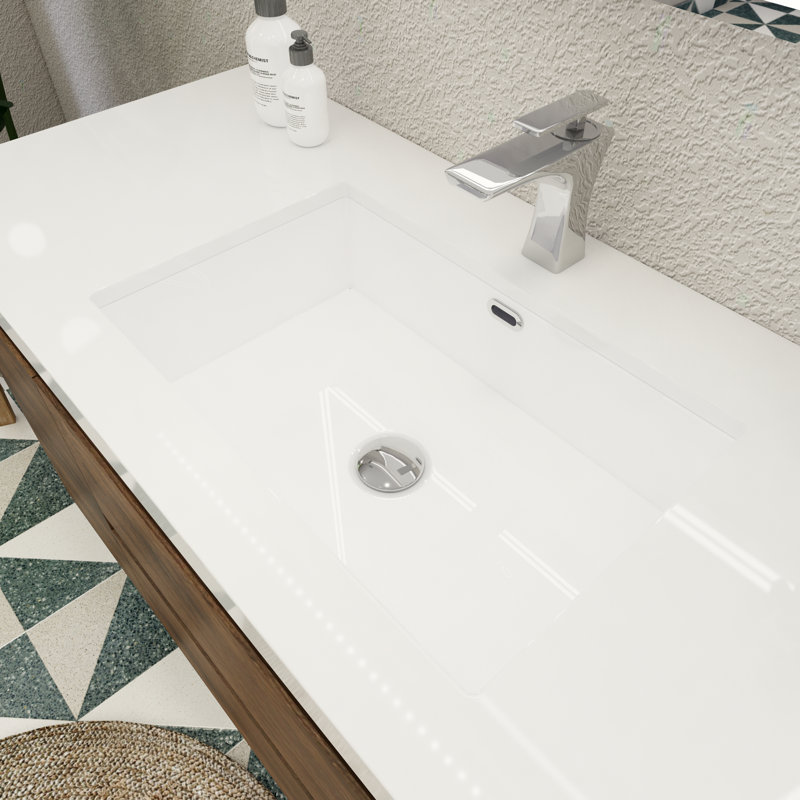 59'' Single Bathroom Vanity with Acrylic Top, Rosewood