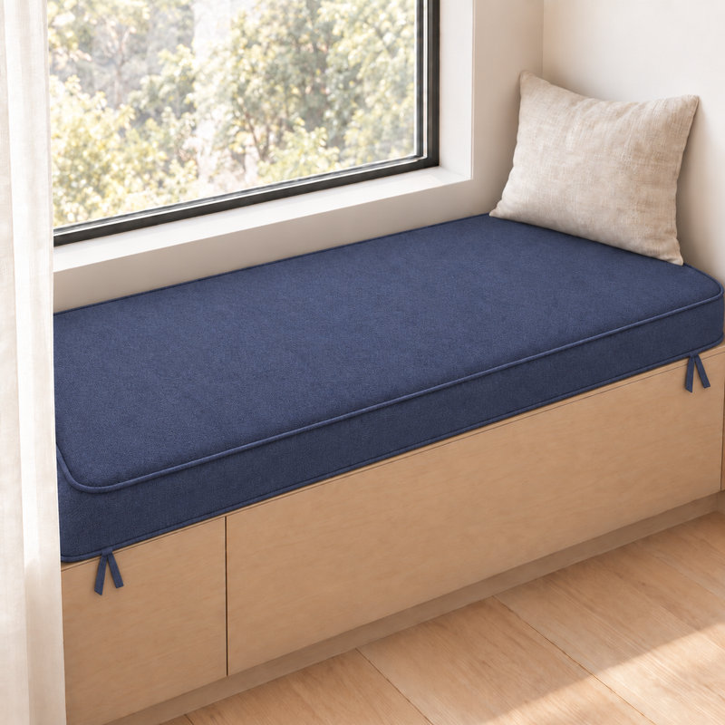 Coussin de banc sur mesure de 3 pouces de hauteur avec passepoil double et 2 attaches pour meubles de patio, 20 x 77 pouces
