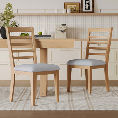 Ensemble de chaises de salle à manger de style campagnard 2 pièces avec dossier trapézoïdal et fabrication en bois massif