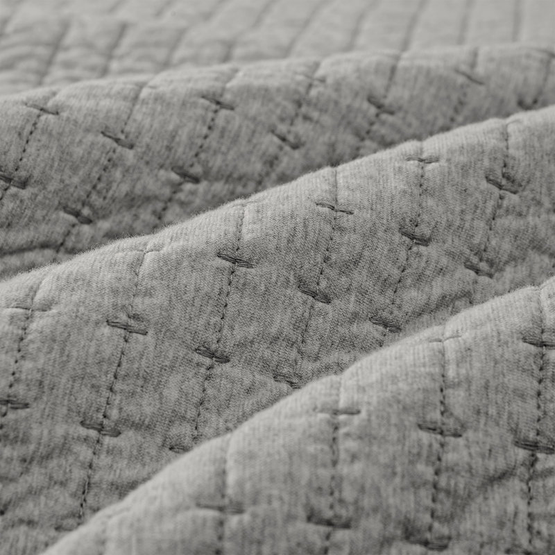 Wonderful 100% Cotton Jersey Quilt Set, Gray Melange, King Quilt + 2 King Shams