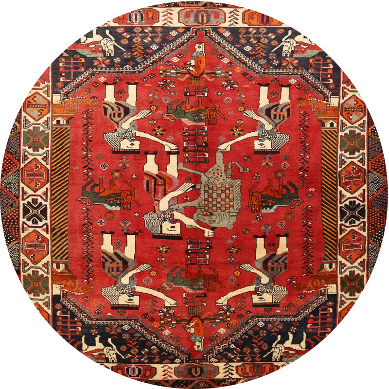 Causby Oriental Indoor Rug, Round 7'