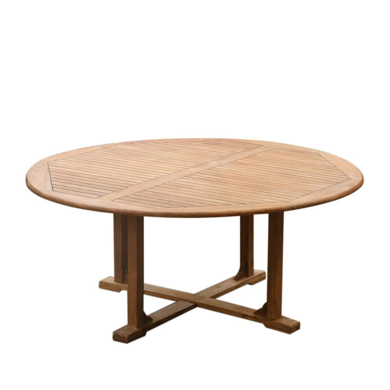 Sansome Teak Wood Patio Dining Set with Round Table, 30.5" H x 72" W, 6