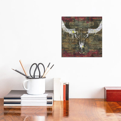 Two Sides (Cow Skull) by Diego Tirigall - Wrapped Canvas Painting