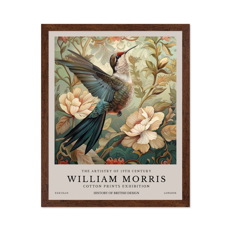 William Morris - Colibri n ° 1, Poster, 18"H x 24"W, Brown Framed