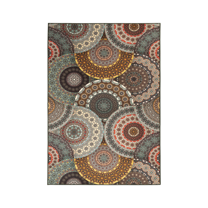 Tapis intérieur lavable antidérapant Cales Bohemian Medallion, Rectangulaire 2 pi x 3 pi