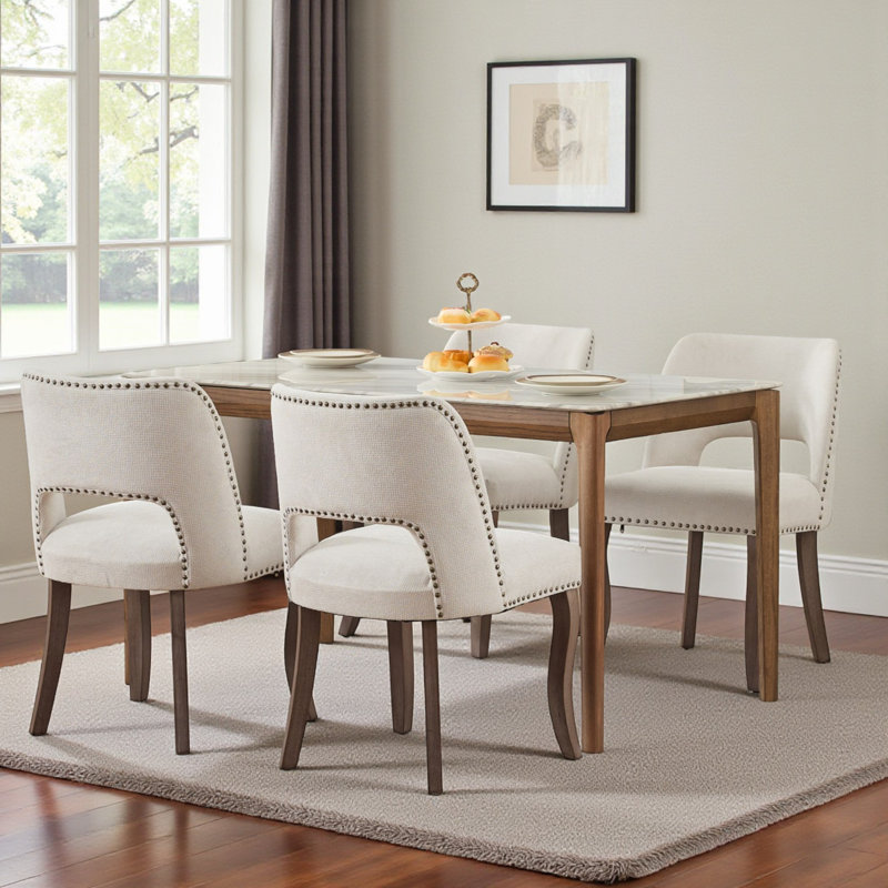 Ensemble de 2 chaises de salle à manger en bois, chaise Parson de salle à manger rembourrée moderne et chaise de salle à manger de style campagnard