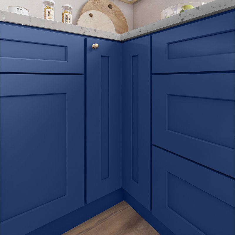 Armoire Base Lazy Susan, Shaker bleu, L 33 po x H 34,5 po x P 24 po