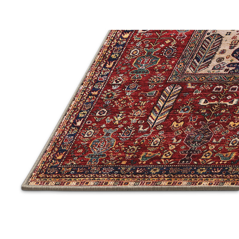 Tapis de style oriental rouge, Rectangle 7 pi x 10 pi