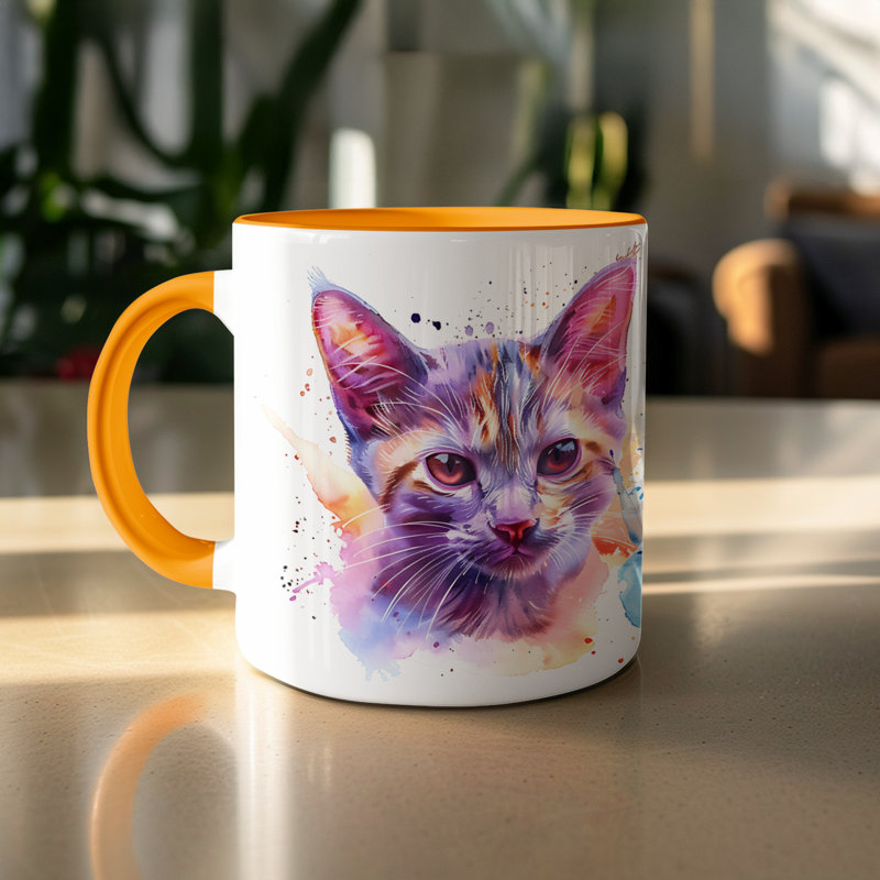 Ceramic Coffee Mug, Orange, 3