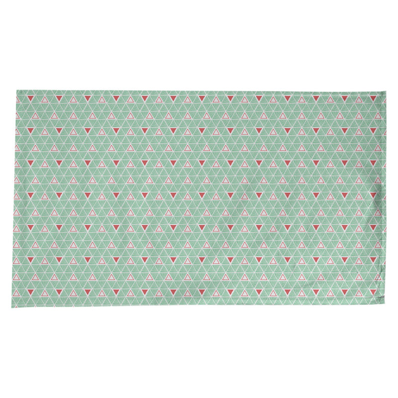 Nappe géométrique en coton - Triangles dessinés à la main, collection Jordao, lavable à la machine, Vert/rouge