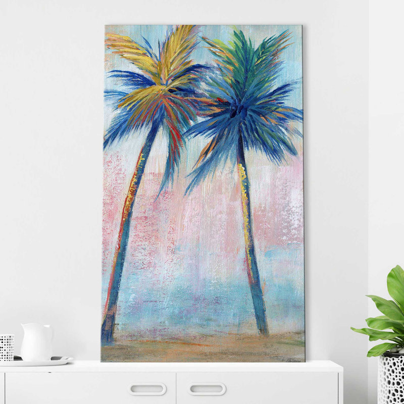 Color Pop Palms II par Nan - Peinture, Toile tendue, H 30 po x l 18 po x P 1 po