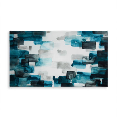 Blue Bedroom Tablecloth | Turquoise Gray Squares Decor