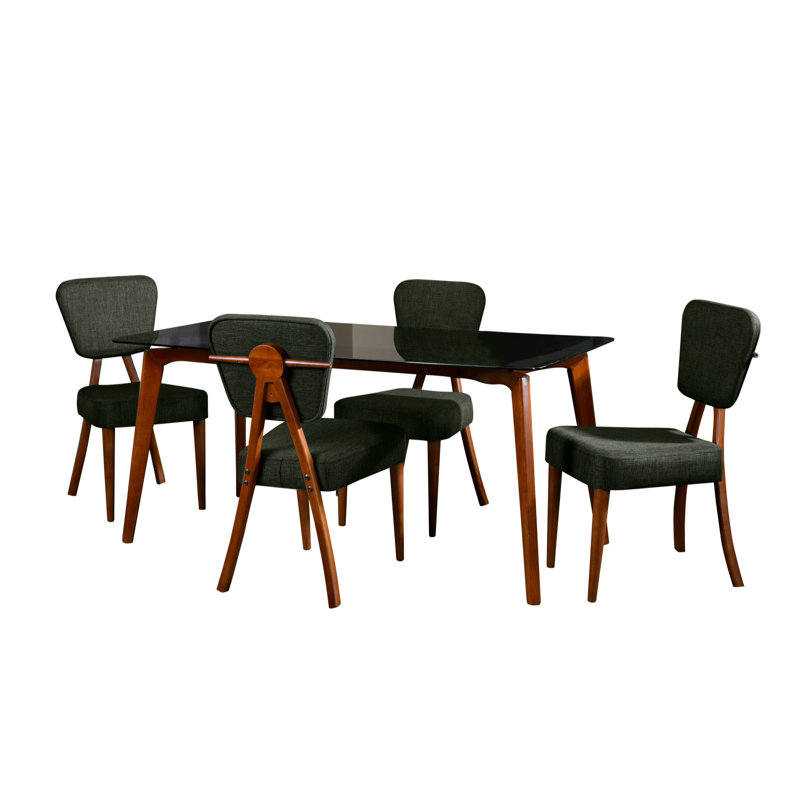 Ensemble repas pour quatre personnes, Noyer / vert