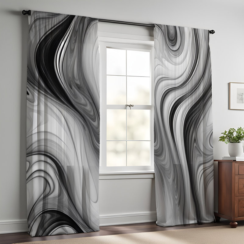Paire de rideaux semi-transparents en polyester Edytha, L 56 po x L 78 po