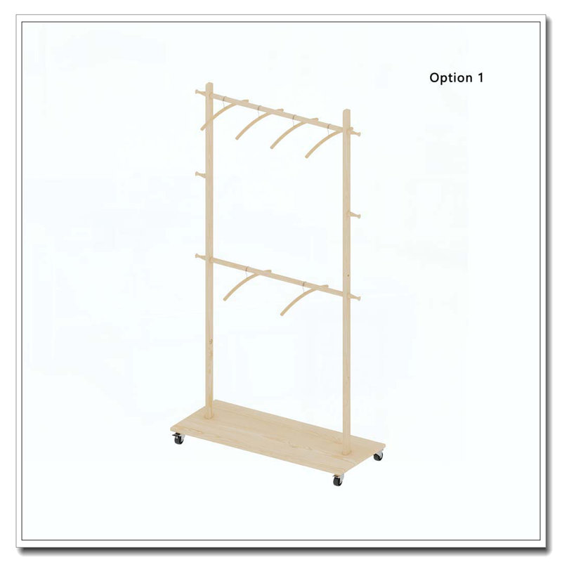 Séchoir à vêtements en bois massif avec 6 cintres en bois, conception compacte, tablette réglable