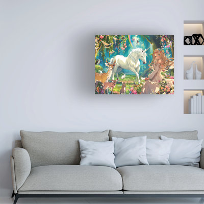 Michael David Ward Fairy And Unicorn Canvas Art