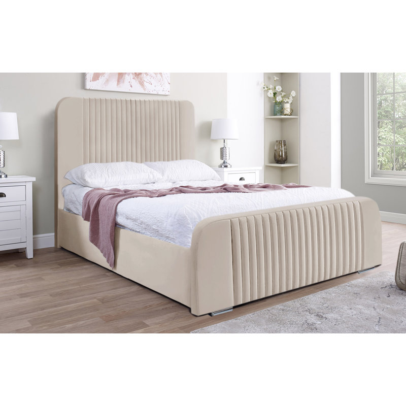 Bledi Upholstered Bed, Cream, Double (4'6)